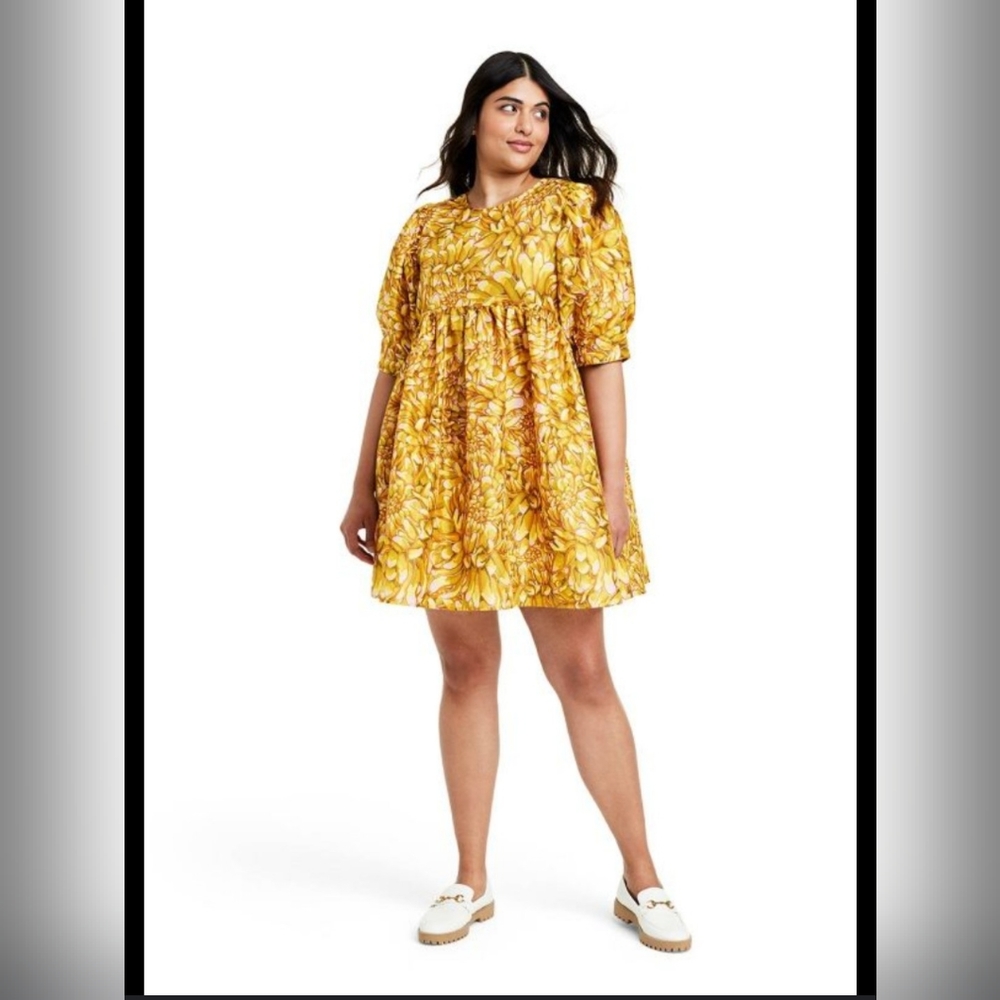 Plus Size Yellow•Gold Mini Dress